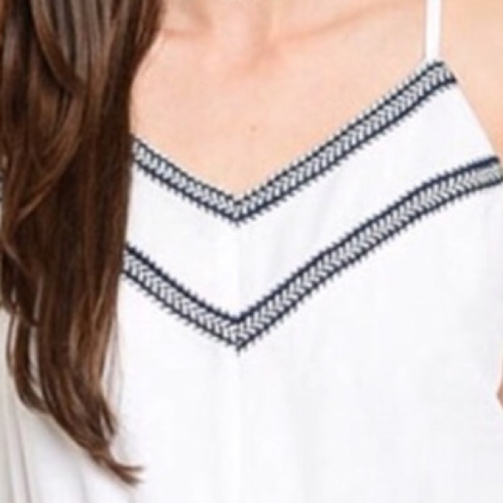 WHITE EMBROIDERY SMOCK WAIST LINED ROMPER - Picture 5 of 14